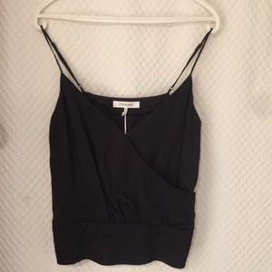 Frame black silk top